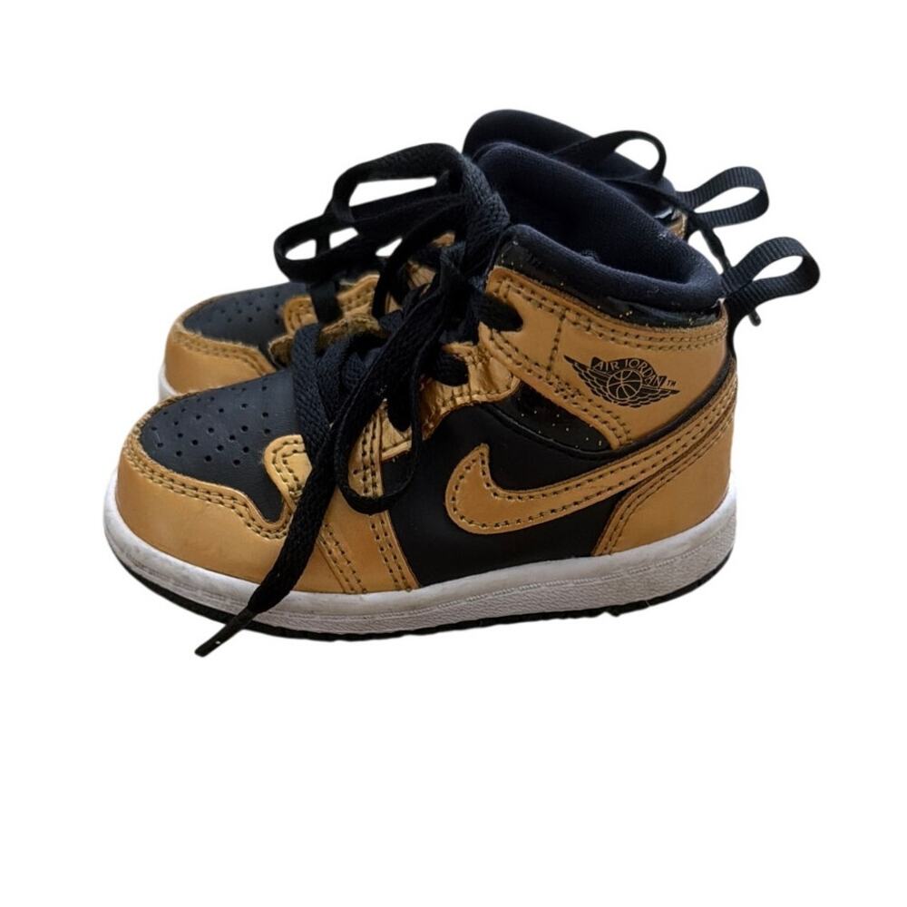 Nike Air Jordan 1 Mid SE Toddler Shoes Gold Black Metallic Gold 6C DR6969-071